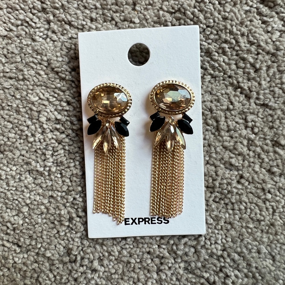 NWT Express gold and black statement earrings